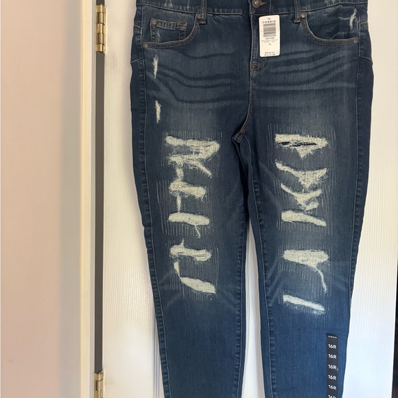 torrid Denim - Torrid Dark Blue Distressed Skinny Jeans
